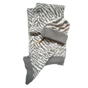 NEW Coco + Carmen Scarf & Hat Set in Gray & White Zebra Stripe